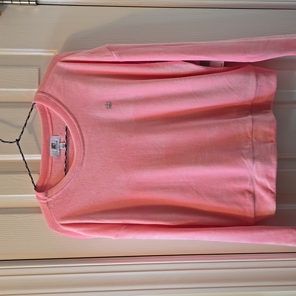 JUICY COUTURE WOMEN'S JUNIOR PINK LONG SLEEVE VELVETEEN PULLOVER CREWNECK LARGE - Picture 2 of 16
